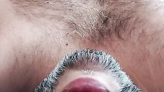 In bed massaging my brown cock