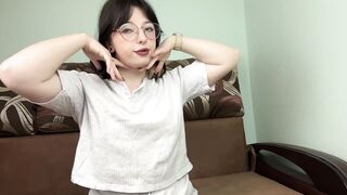 Sexy brunette shakes her big tits