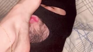 Slave licking my feet