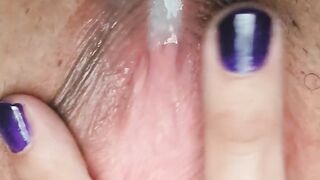 Playing with his cum