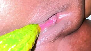 A Big Cucumber Stretches My Juicy Tight Pussy & Make Me Supper Horny, its Like Real Fucking Feeling