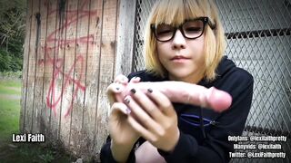 Public outdoor dildo fuck and cumshot