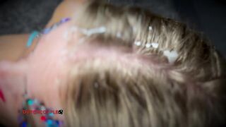 Lekkere geile milf in haar kontje neuken Huge facial with cum in eye