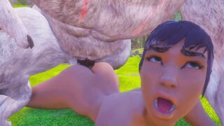 Olivia трахает пушистого монстра, вставляя член в тугую киску и задницу, часть 2