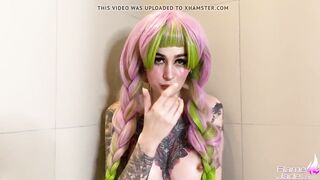 Mitsuri Kanroji Masturbate Pussy Big Dildo in the Bath
