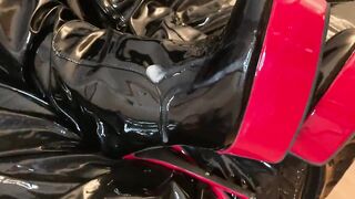 Cum on Black Patent Leather Boots