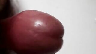 Chub enjoying a hands free, quick wank of his small dick, using sink and foreskin to shoot huge load