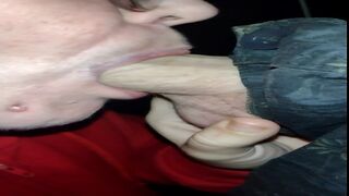 Giving head on the neighbor's back porch