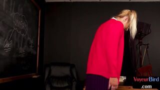 Voyeur CFNM college babe seducing professor till cumshot