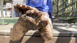 Muddy Soles - playing with mud between my toes in my back garden