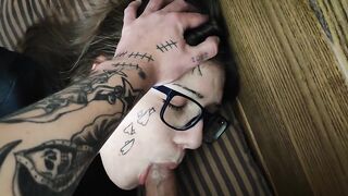 Cum on slutty student glasses and fucked in mouth!