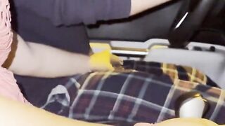 Shaking my dick while driving around town, we almost got caught